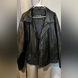 Pierre Cardin Black Leather Bomber Jacket